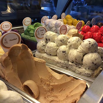 Many ice cream flavors available at Ice Age Bistro'
